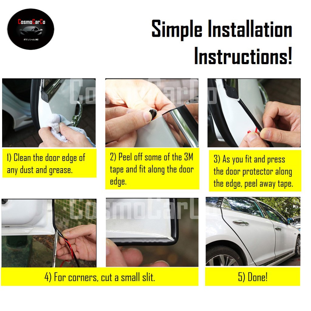 5M Car Door Edge Protector Door Edge Guard Protection Rubber Bumper Anti Collision Strip Trim For 4 Doors