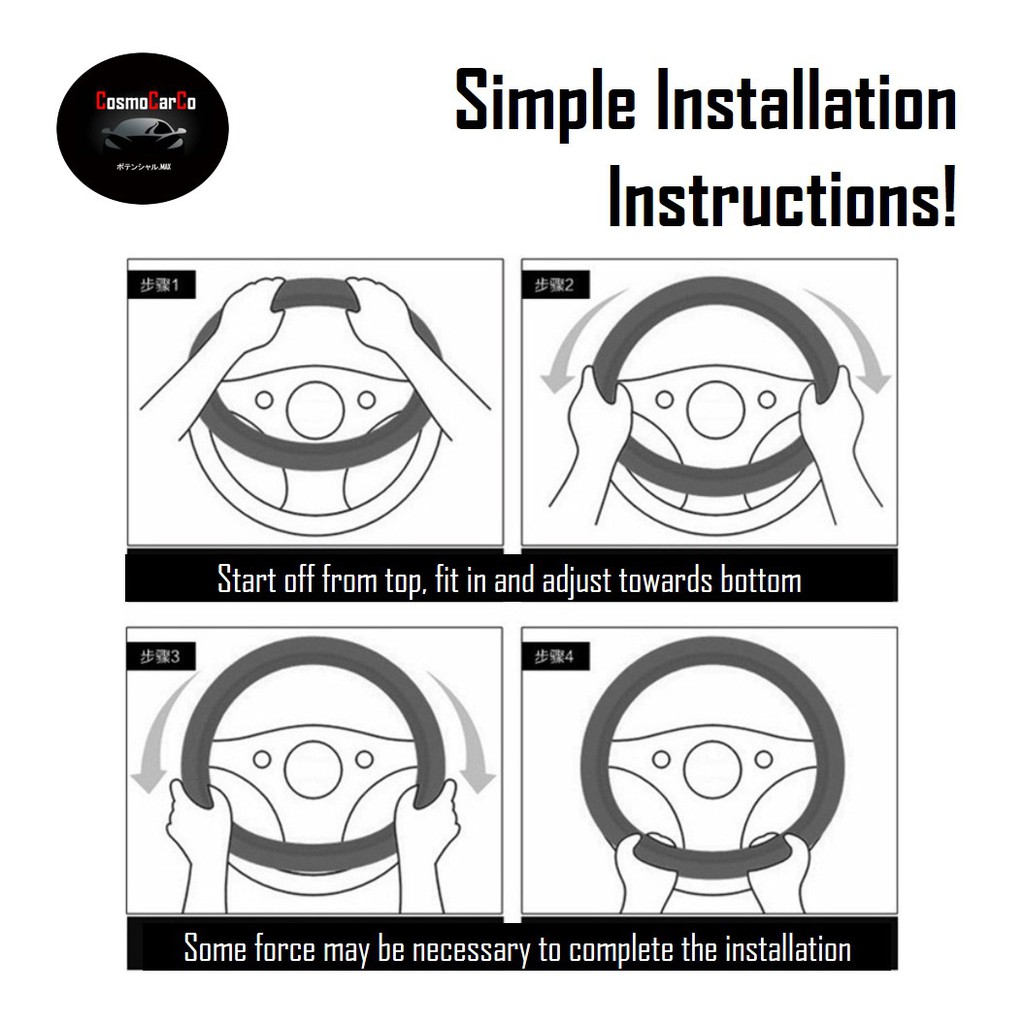 Car Steering Wheel Cover Carbon Fiber With Breathable Leather For Toyota & Honda etc 37-38cm