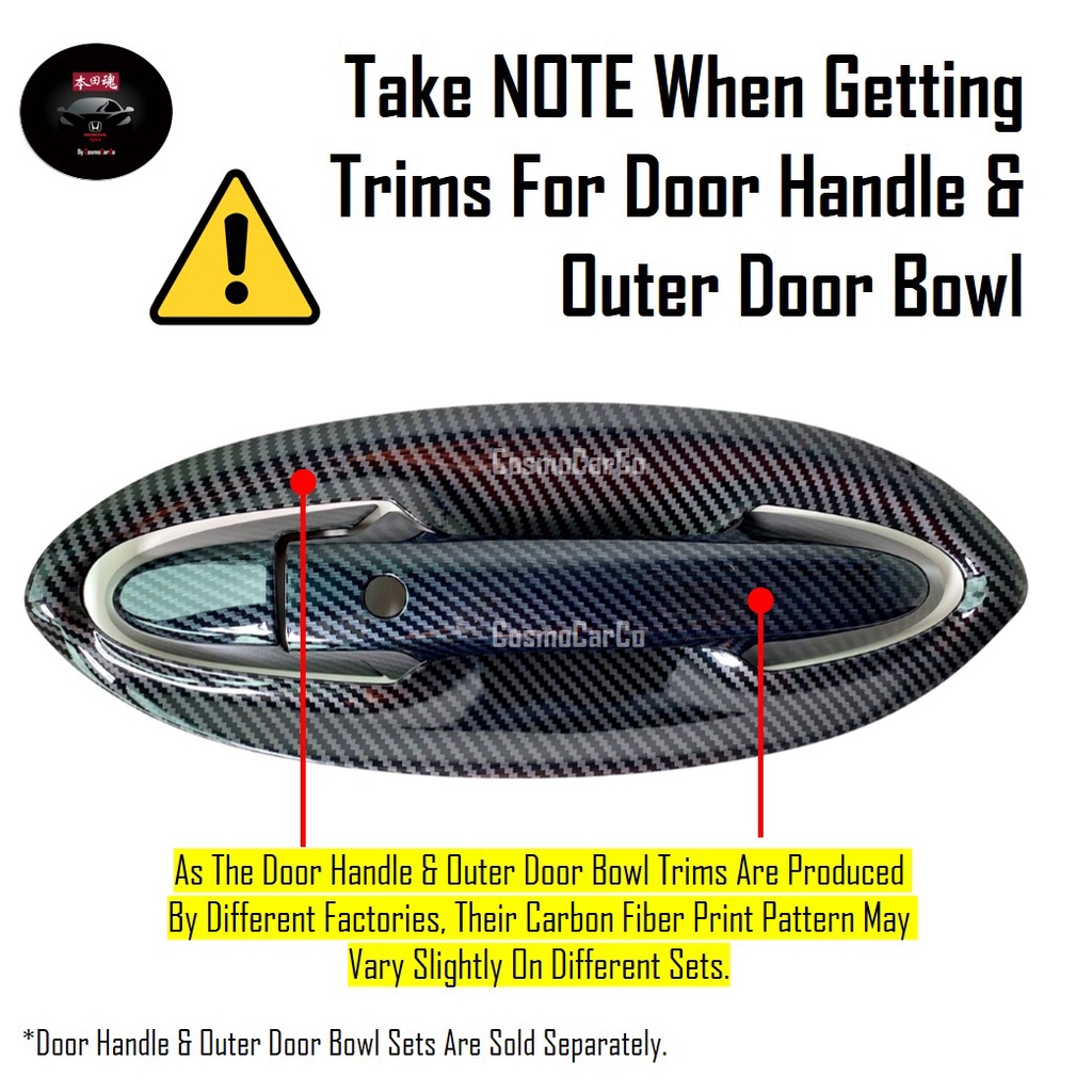 Honda Jazz/Fit & Shuttle Door Handle's Bowl Cover Carbon Fiber Trim Car Accessories For GK GK3 GK5 GP3 GP5 GK8 GK9 GP8 GP9