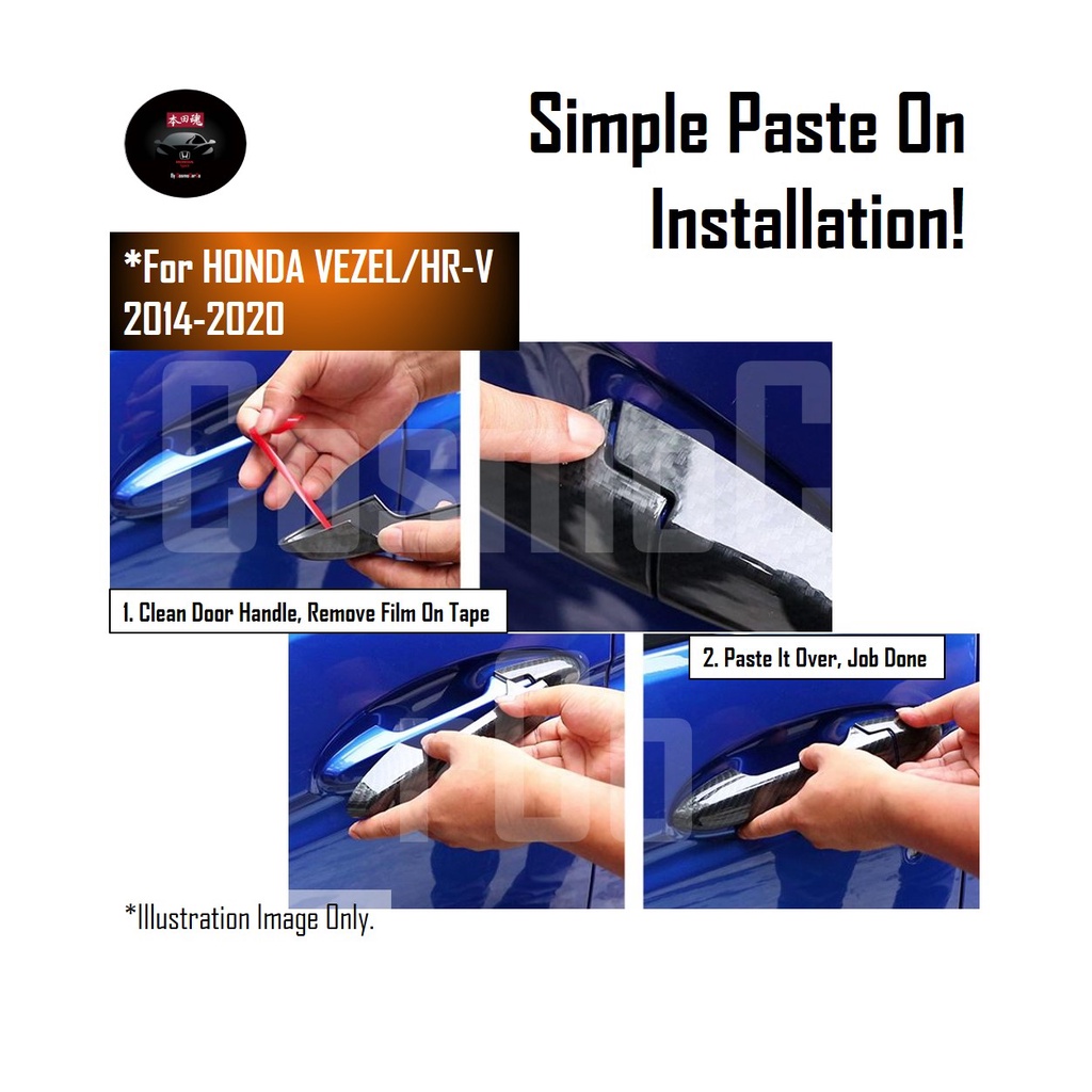 Honda VEZEL / HR-V HRV 2014-2020 Front Door Bowl Cover Handle Outer Trim Protector Glossy Black Accessories