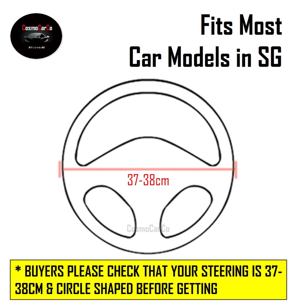 Leather Steering Wheel Cover With Anti Slip Rubber Lining 37-38cm Accessories