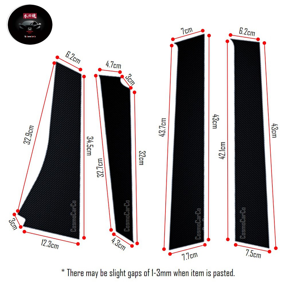 Honda Jazz/Fit Window Pillar Door Sticker Carbon Fiber Decal Protector Car Accessories GK GK3 GK5 GP3 GP5