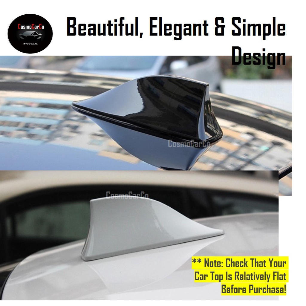Car Shark Fin Antenna Cover Functional & Decorative Sharkfin Design Radio AM FM Aerial Signal Topper Accessories