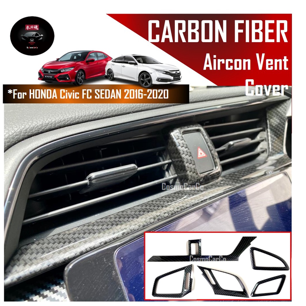 🔥SG SELLER🔥Honda CIVIC FC 10th Gen 2016-2020 Car Air Con Vent Outlets Trim Aircon Vents Cover Carbon Fiber Accessories