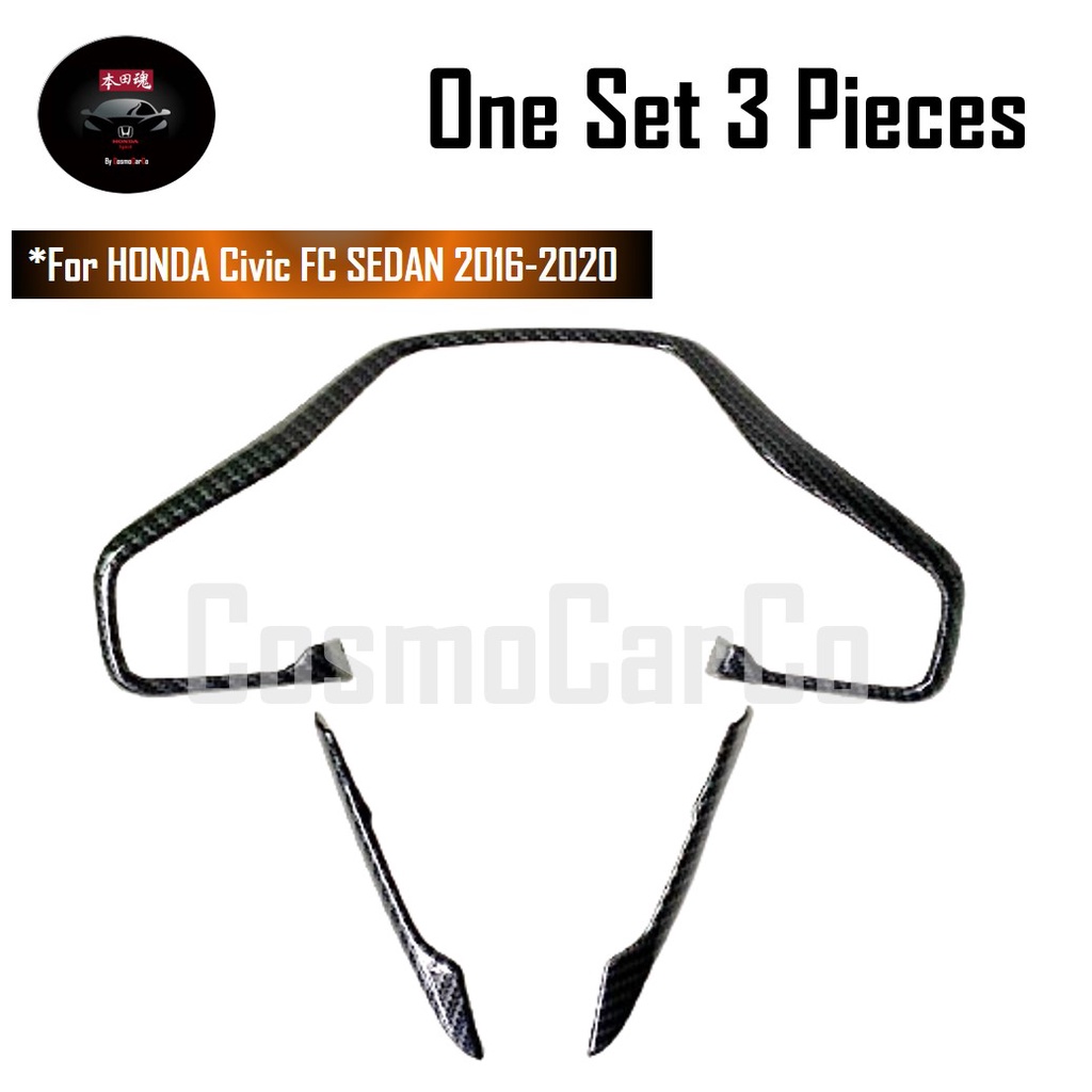 🔥SG SELLER🔥 Honda CIVIC FC 10th Gen 2016-2020 Steering Wheel Trim Carbon Fiber Panel Cover Car Accessories