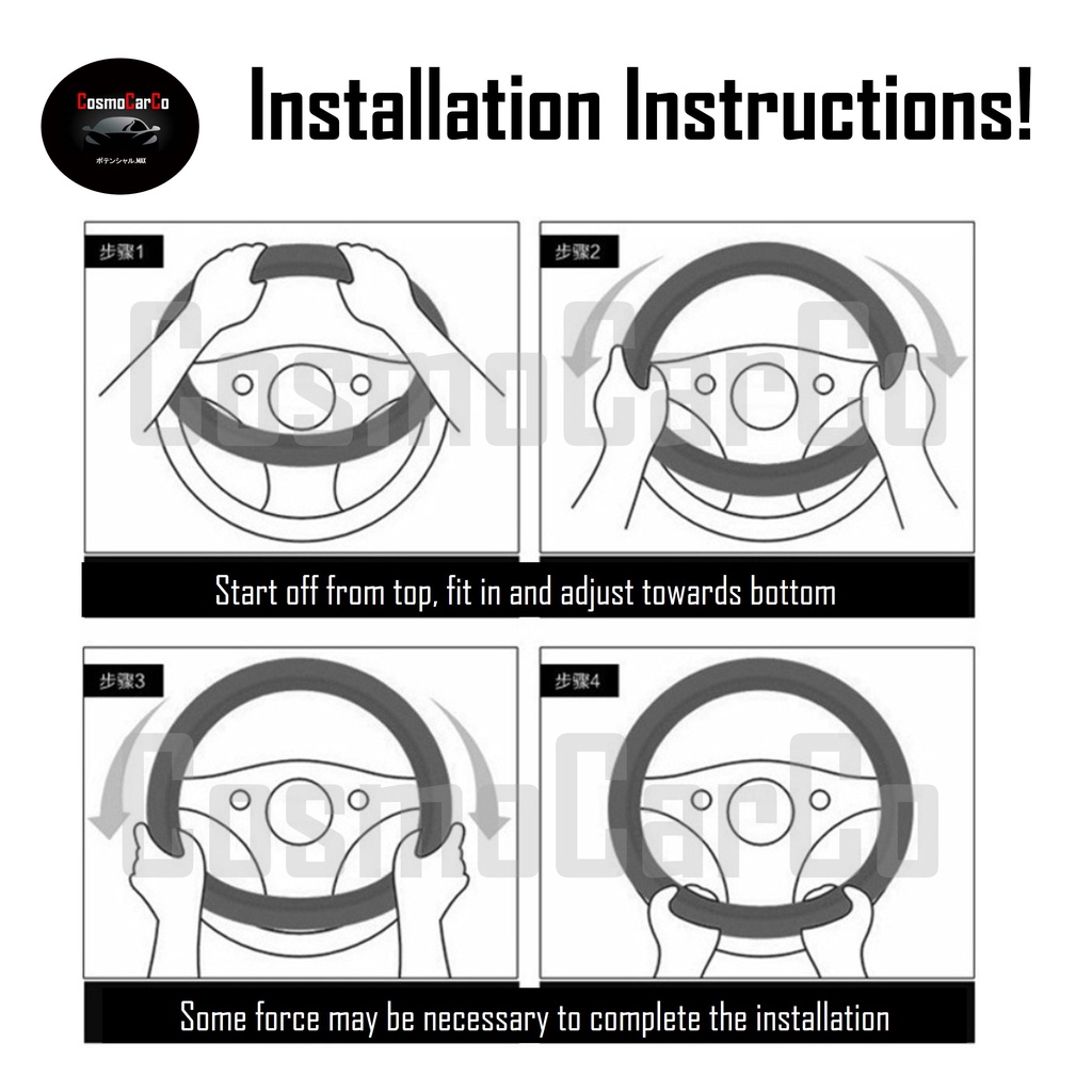 Suede Steering Wheel Cover In Black With Blue/Red Stripe "O" Shape 37-38cm Accessories