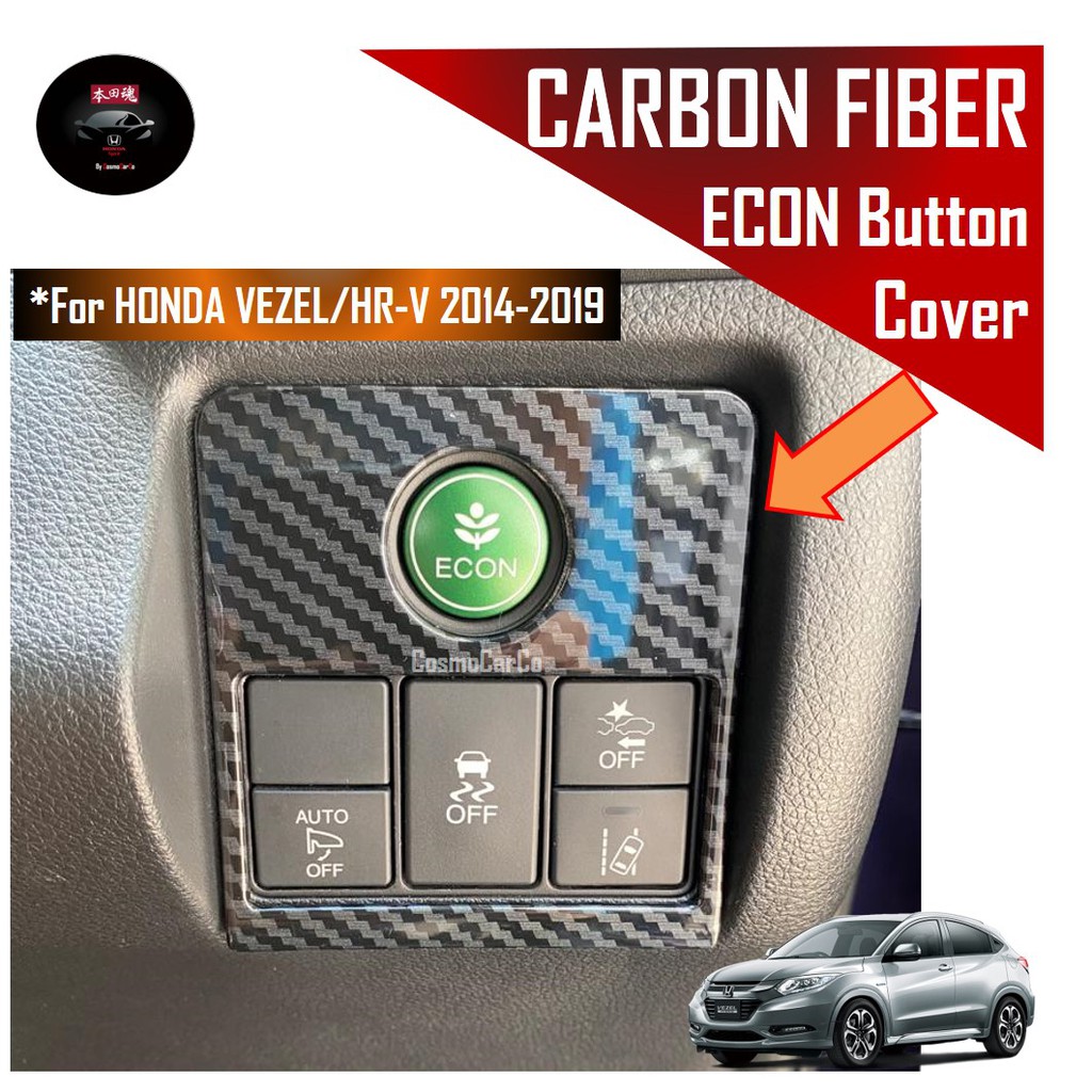 Honda VEZEL HR-V HRV 2014-2020 ECON Mode Button Cover Switch Panel Carbon Fiber Trim Car Accessories