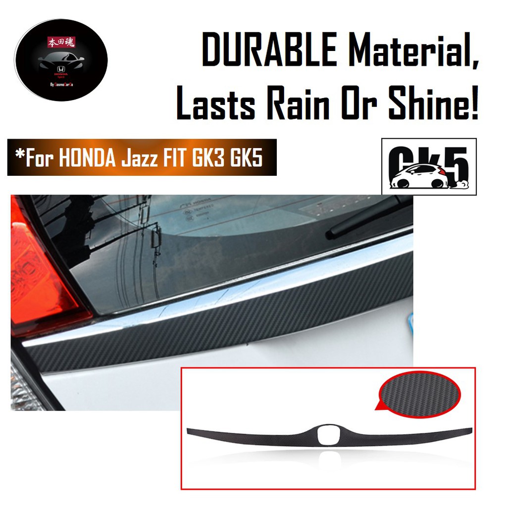 Honda Jazz/Fit Rear Boot Door Sticker Black Carbon Fiber Decal Car Accessories For GK GK3 GK5 GP3 GP5