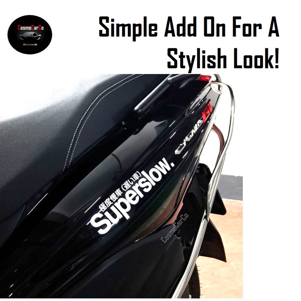 SUPERSLOW Car Body Sticker Decal Motorcycle Motorbike SHINY/BLACK/SILVER Window Stickers JDM Decals