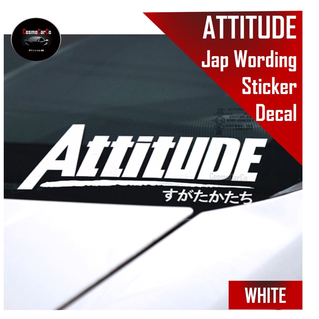 ATTITUDE Car Body Sticker Decal Motorcycle Motorbike SHINY/BLACK/WHITE Window Stickers JDM Decals