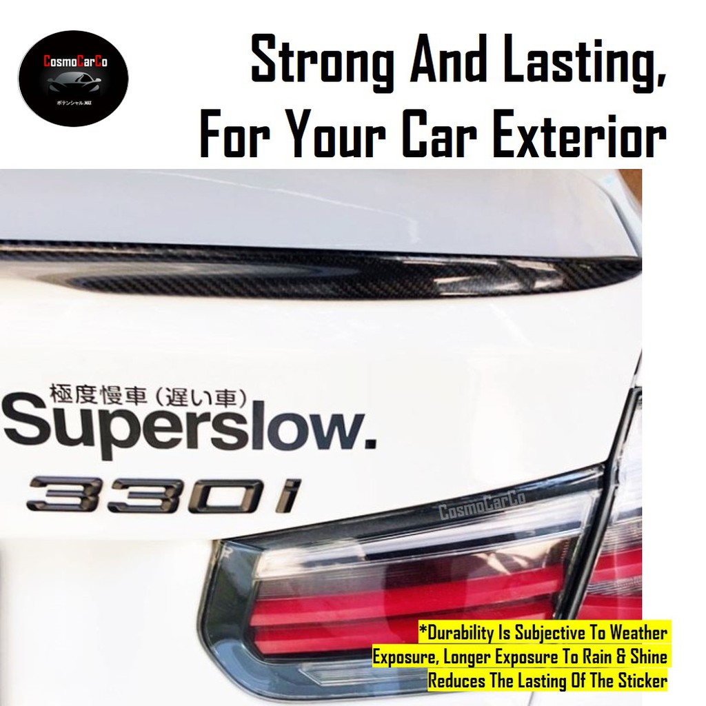 SUPERSLOW Car Body Sticker Decal Motorcycle Motorbike SHINY/BLACK/SILVER Window Stickers JDM Decals