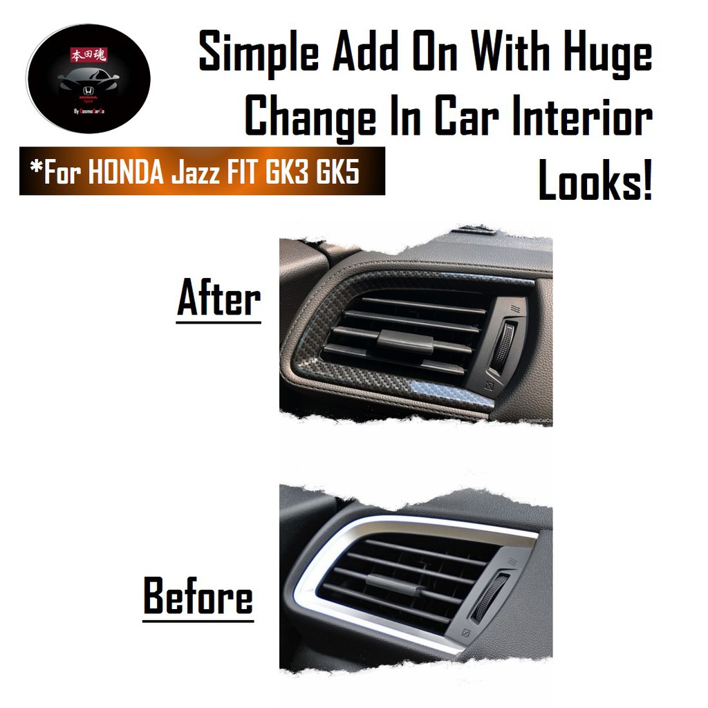 Honda Jazz/Fit Air Vent Trim Aircon Vents Border Outlet Frame Carbon Fiber Car Accessories For GK GK3 GK5 GP3 GP5