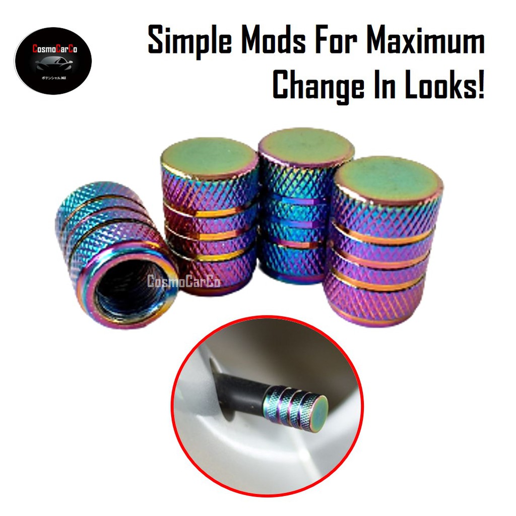 Shiny Holographic 4Pcs Car Tyre Air Valve Cap Universal Wheel Rim Tire Stem Cover Dust Caps Accessories