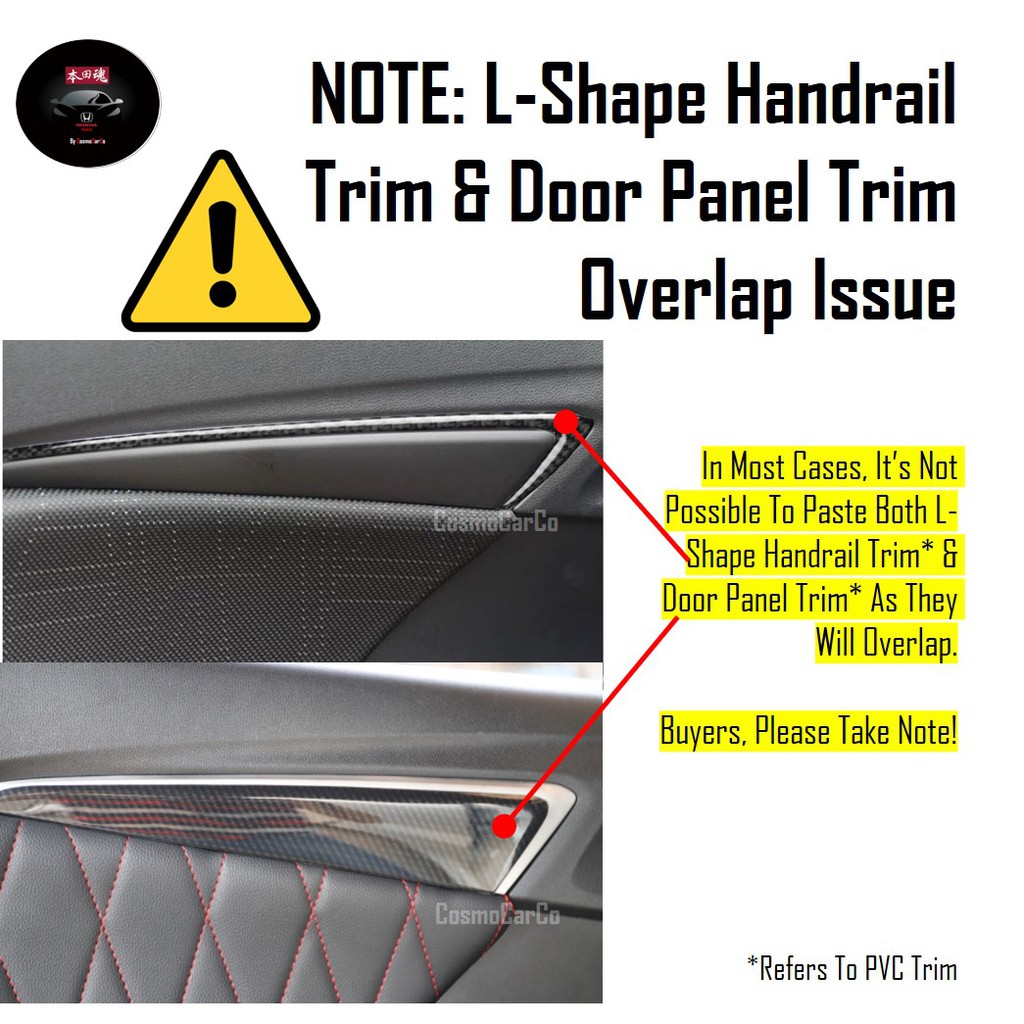 Honda Jazz/Fit & Shuttle Car Door Handrail Trim Interior Armrest Frame Carbon Fiber Accessories For GK GK3 GK5 GP3 GP5 GK8 GK9 GP8 GP9