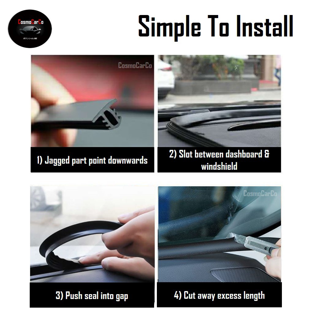 1.6M Car Dashboard Sound Insulation Strip Dust Proof Windshield Rubber Seal Strips U-Type Edge