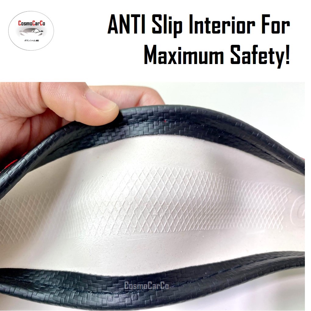 D-Shape Steering Wheel Cover Matte Carbon Fiber Design For Toyota Wish Hyundai Ioniq etc 37-38cm