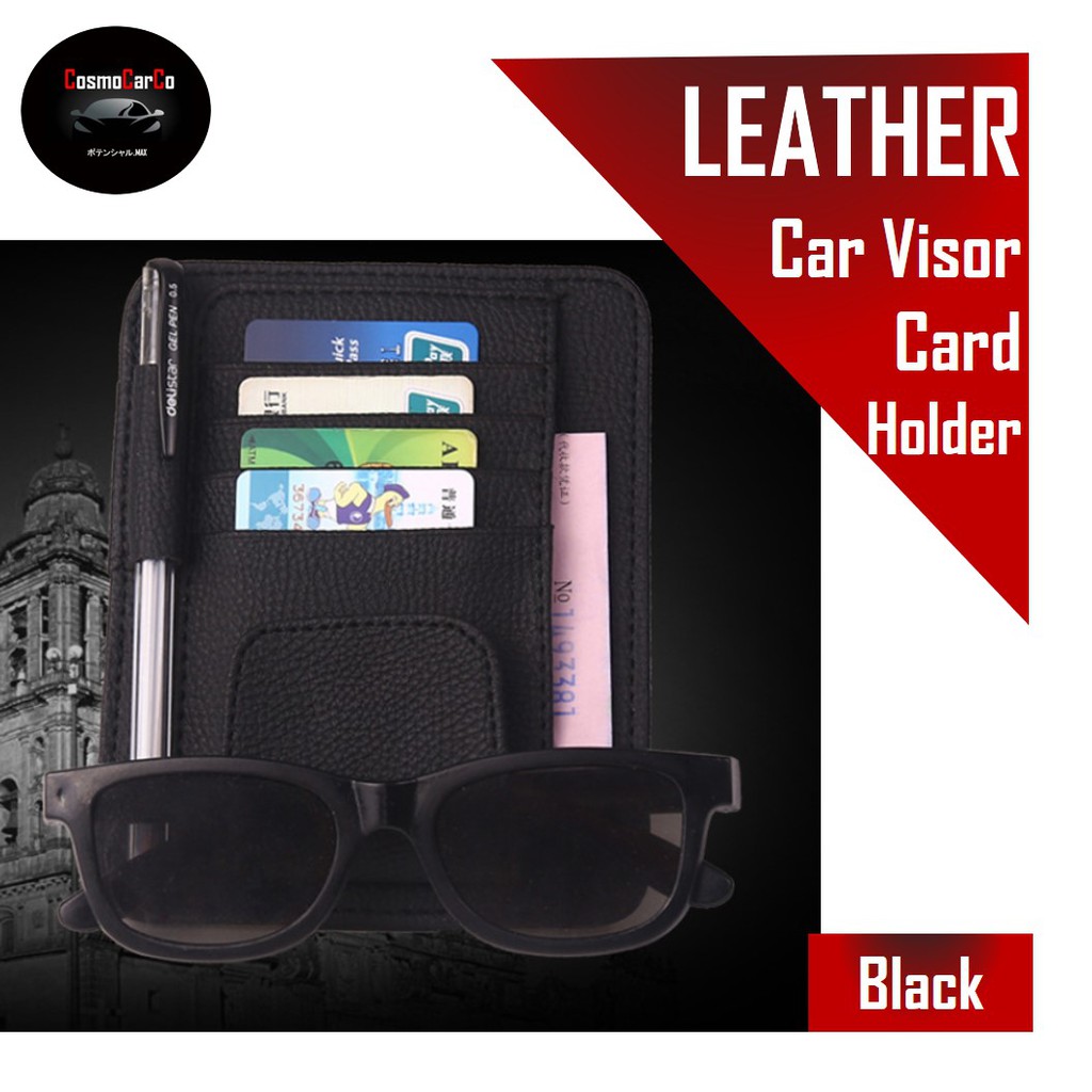 3 In 1 Car Card Holder Sun Visor Organizer Pouch Cards Organiser Storage Sunglass Holder