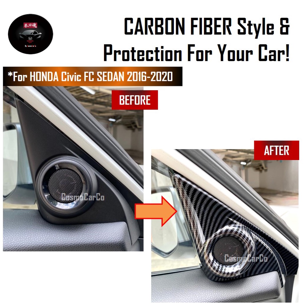 🔥SG SELLER🔥 Honda CIVIC FC 10th Gen 2016-2020 Front Door Speaker Cover Interior A-Pillar Trim Carbon Fiber Accessories