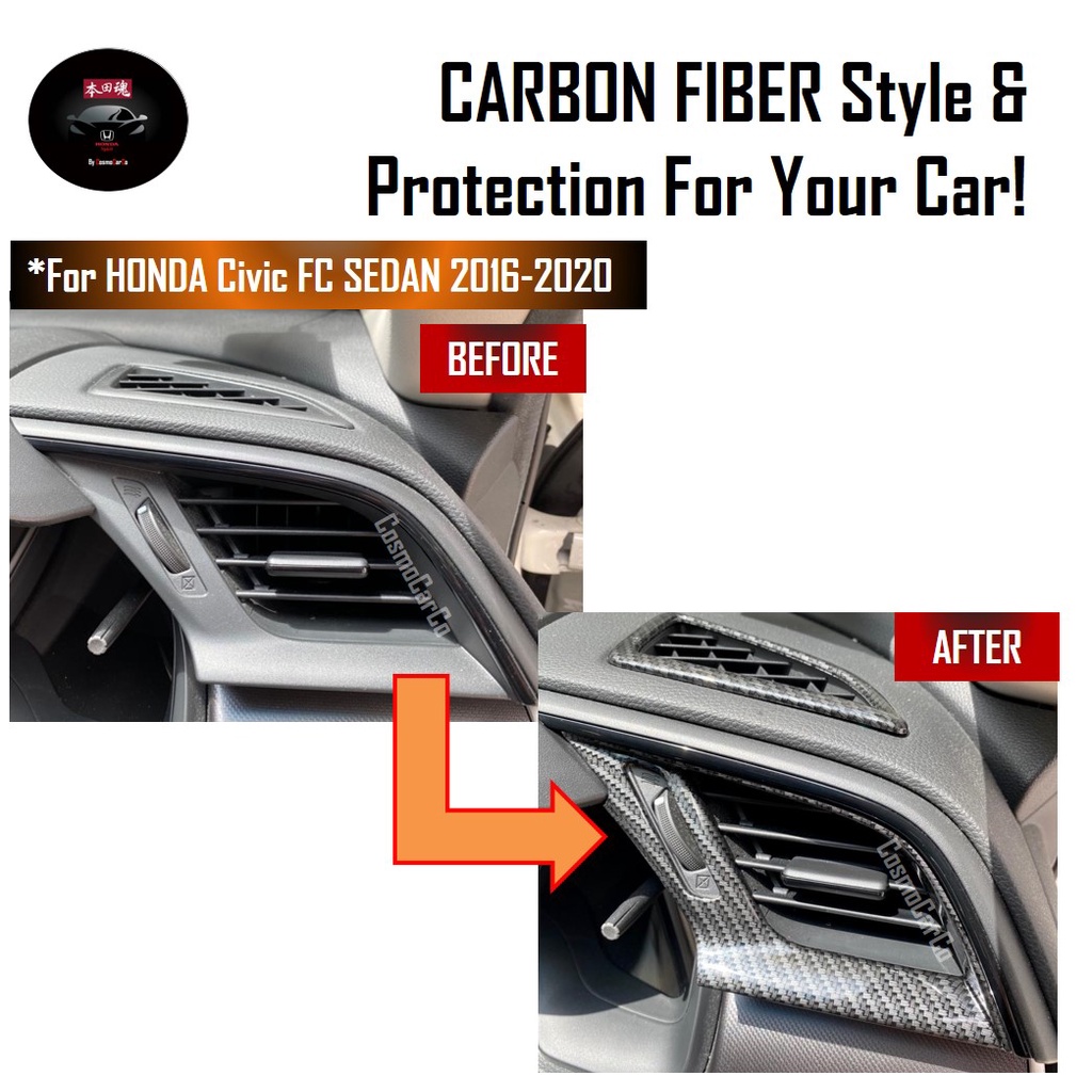 🔥SG SELLER🔥Honda CIVIC FC 10th Gen 2016-2020 Car Air Con Vent Outlets Trim Aircon Vents Cover Carbon Fiber Accessories