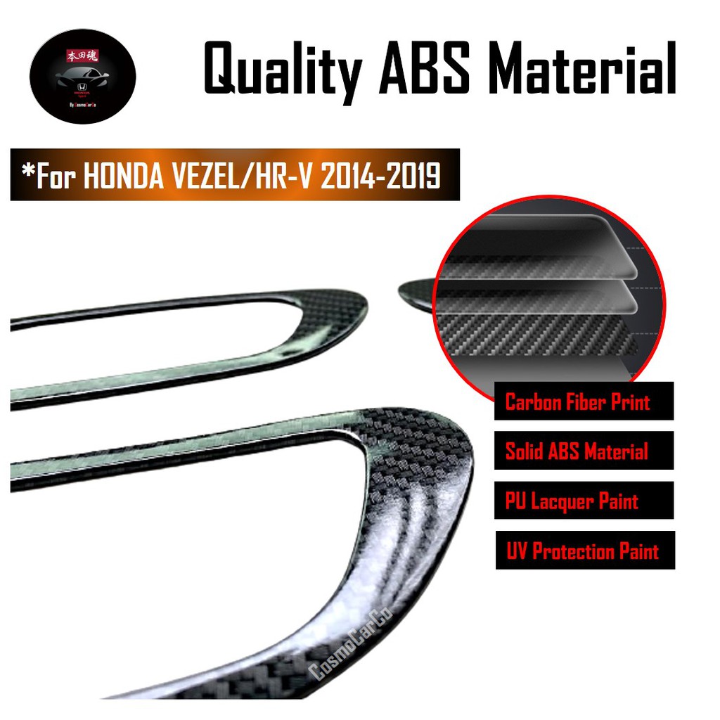 Honda VEZEL HR-V HRV 2014-2020 Inner Car Door Handle Cover Carbon Fiber Print Interior Trim Accessories