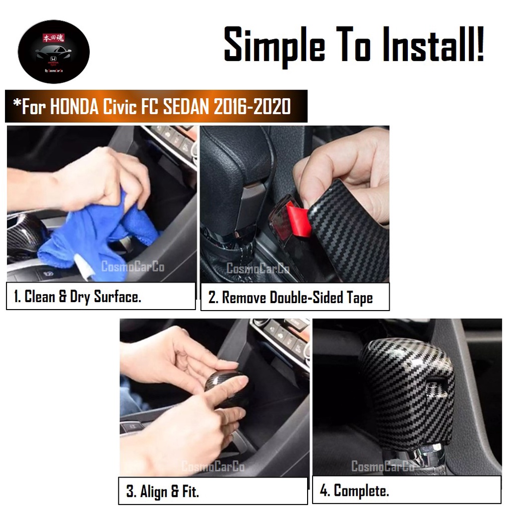 🔥SG SELLER🔥 Honda CIVIC FC 10th Gen 2016-20 Car Gear Knob Stick Shift Transmission Handle Cover Carbon Fiber Accessories