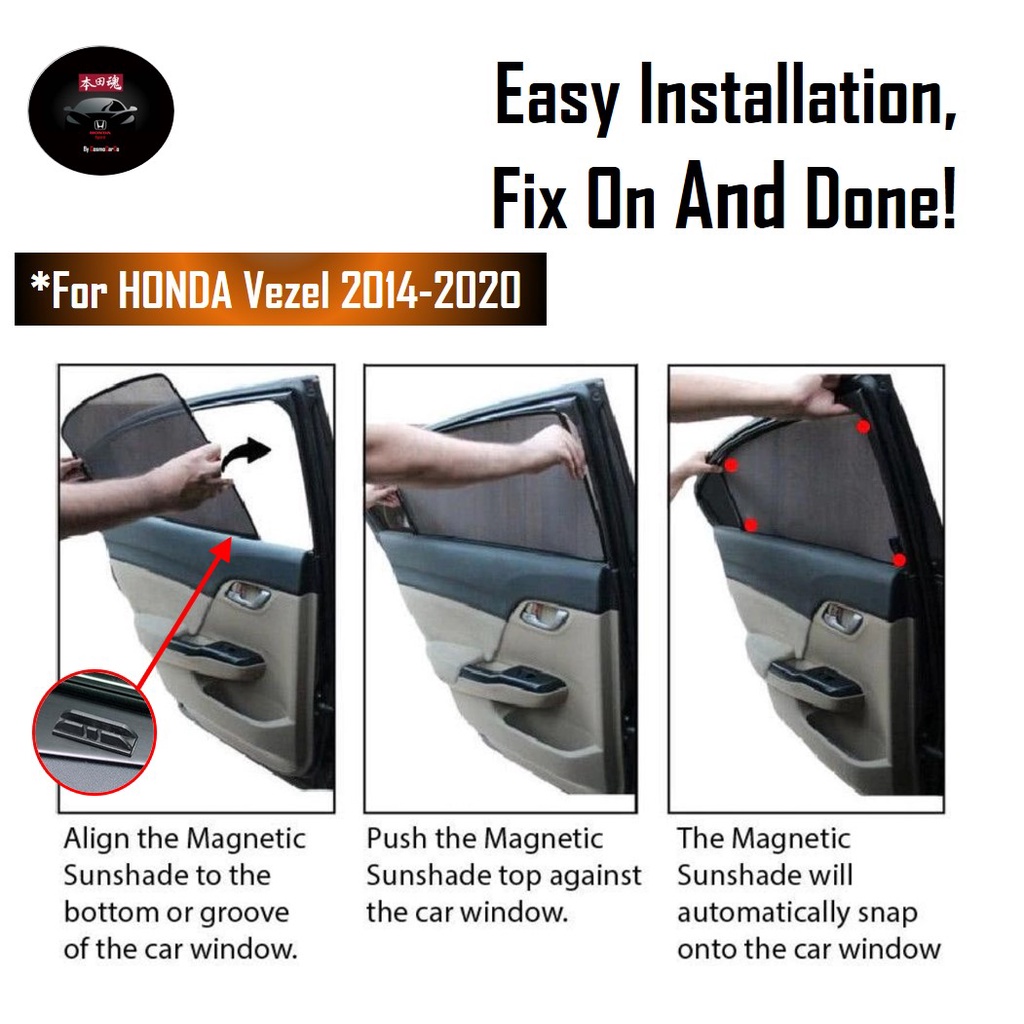 Honda VEZEL / HR-V HRV 2014-2020 Shuttle Car Magnetic Sun Shade UV Ray Protection Mesh Windows Sunshade Visor