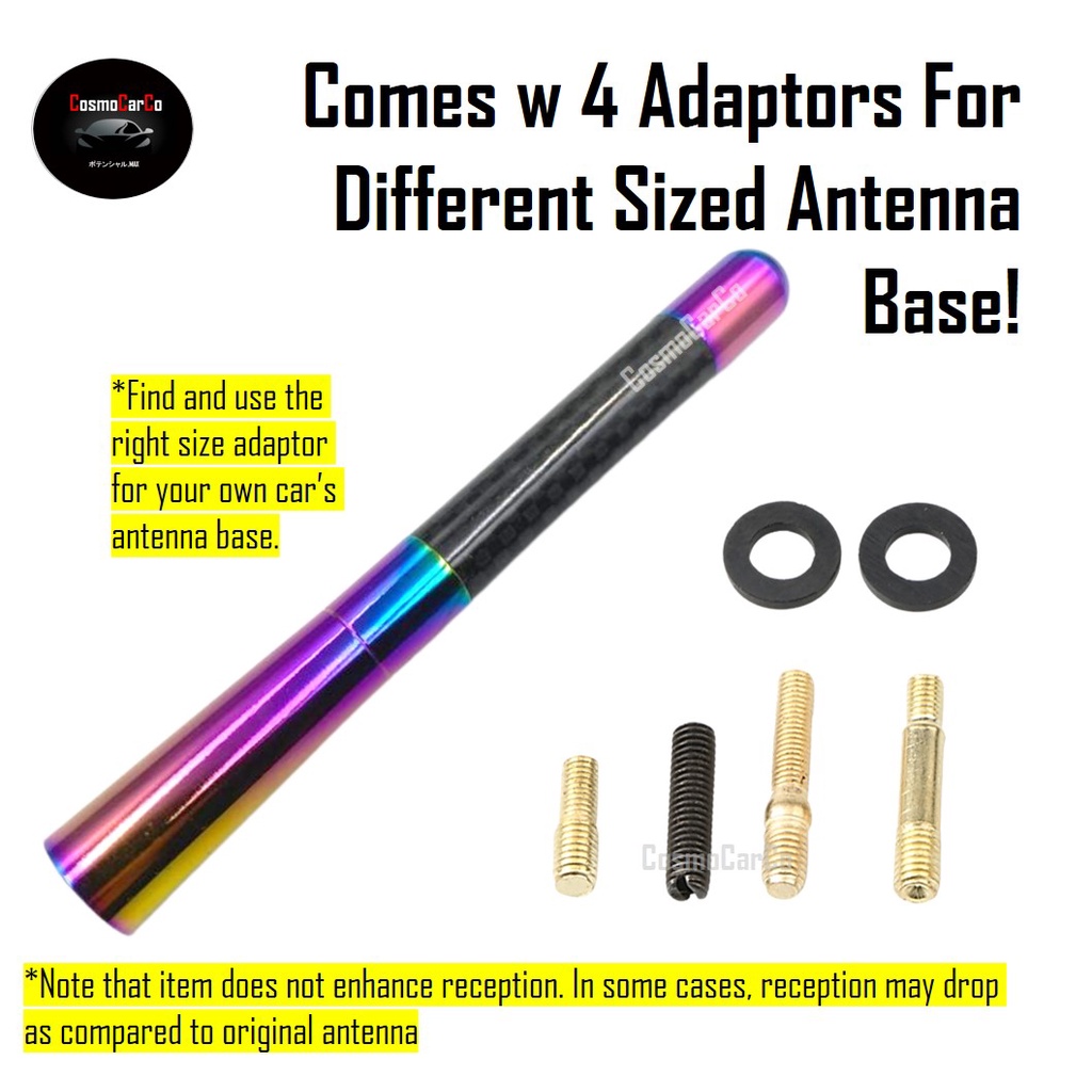 Car Antenna Topper Shiny Holographic & CARBON FIBER Style AM FM Radio Aerial Signal Replacement Rod Accessories