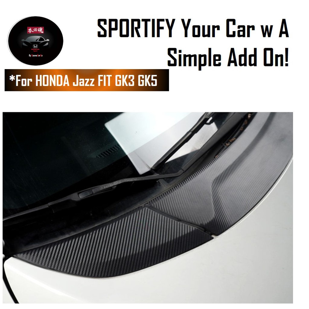 Honda Jazz/Fit Car Engine Hood Sticker Black Carbon Fiber Decal Accessories For GK GK3 GK5 GP3 GP5