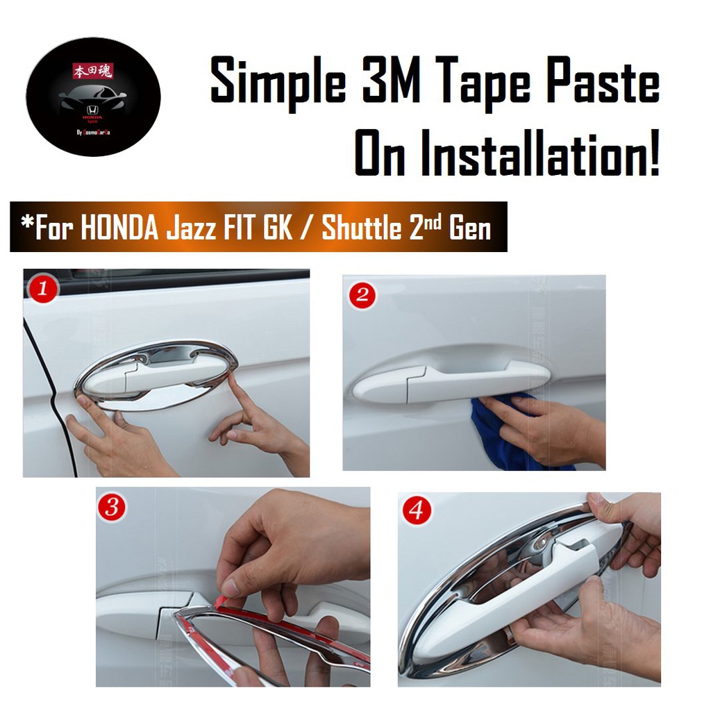 Honda Jazz/Fit & Shuttle Door Handle's Bowl Cover Carbon Fiber Trim Car Accessories For GK GK3 GK5 GP3 GP5 GK8 GK9 GP8 GP9