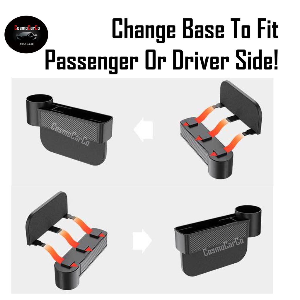 Carbon Fiber Print Car Seat Gap Storage Cup Holder Organizer Seat Crevice Drink Water Bottle Phone Organiser