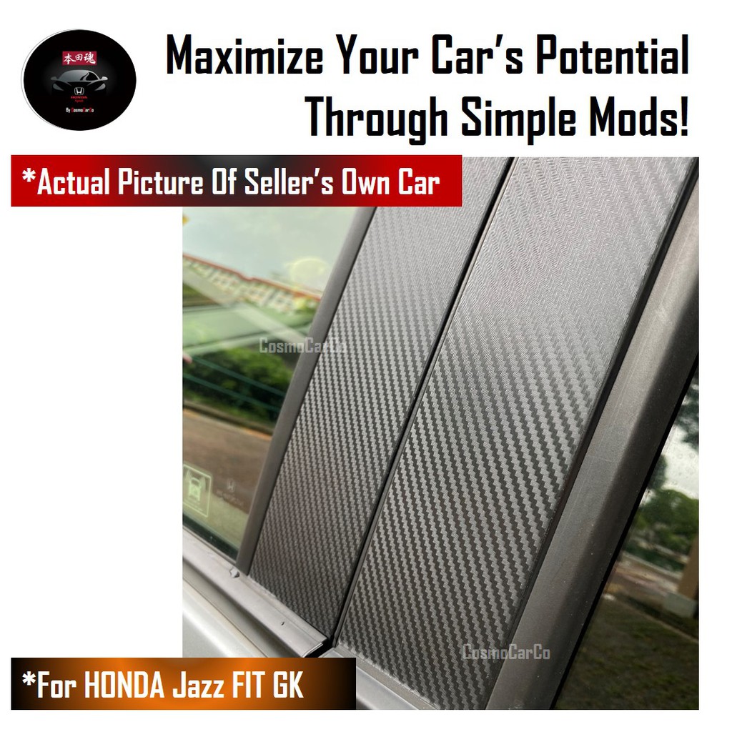 Honda Jazz/Fit Window Pillar Door Sticker Carbon Fiber Decal Protector Car Accessories GK GK3 GK5 GP3 GP5