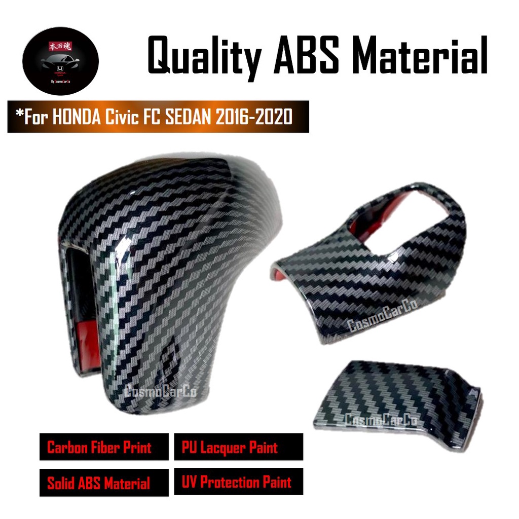 🔥SG SELLER🔥 Honda CIVIC FC 10th Gen 2016-20 Car Gear Knob Stick Shift Transmission Handle Cover Carbon Fiber Accessories