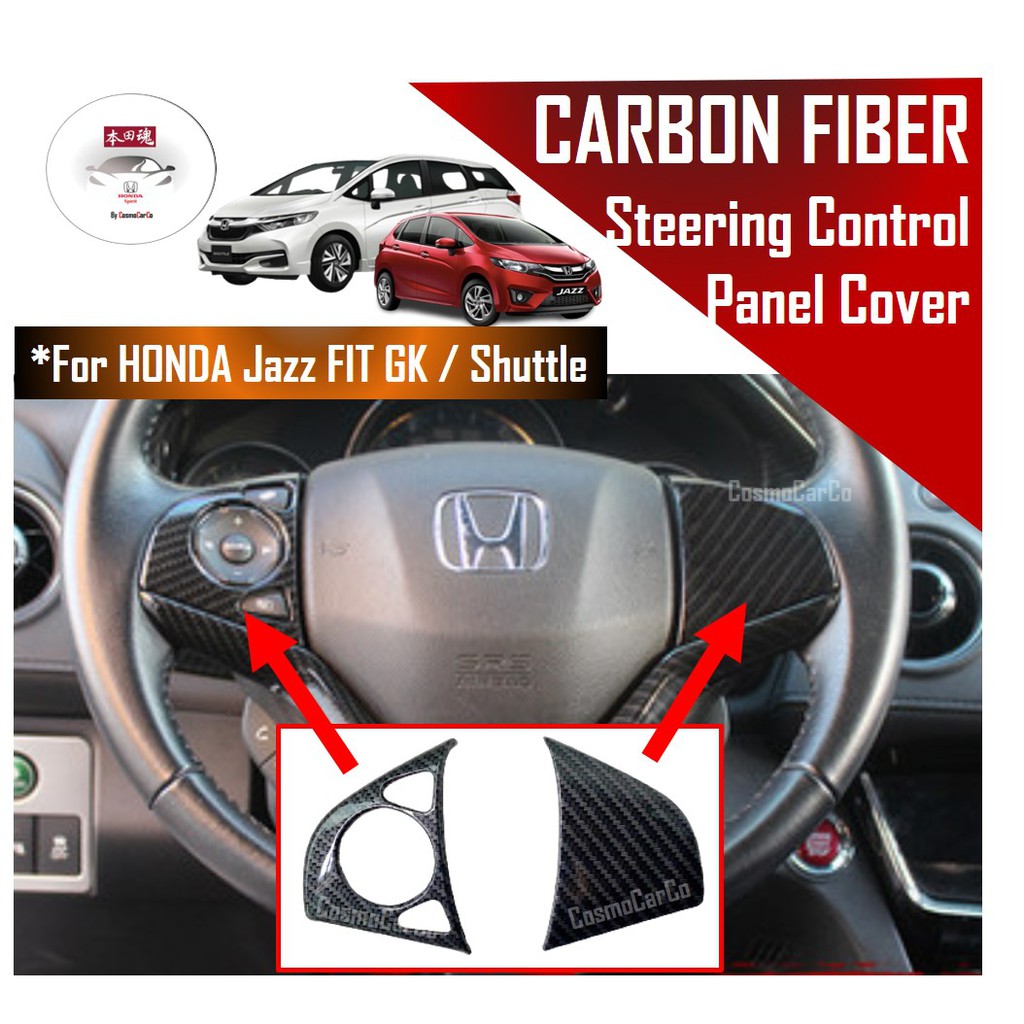 Honda Jazz/Fit, Shuttle & Vezel Steering Wheel Audio Cruise Control Panel Cover Carbon Fiber Trim Accessories For GK GK3 GK5 GP3 GP5 GK8 GK9 GP8 GP9 RU