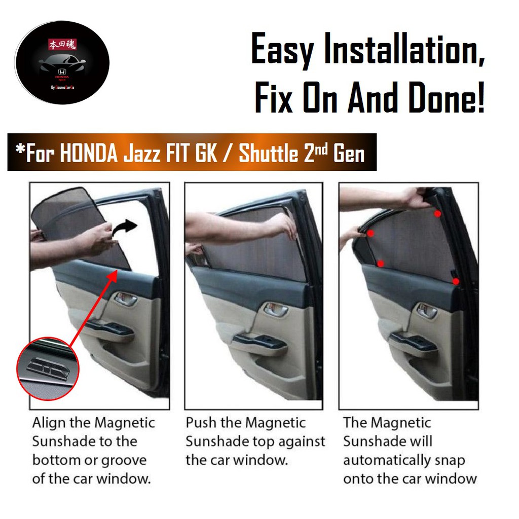 Honda Jazz/Fit GK GK3 GK5 Shuttle Car Magnetic Sun Shade UV Ray Protection Mesh Windows Sunshade Visor