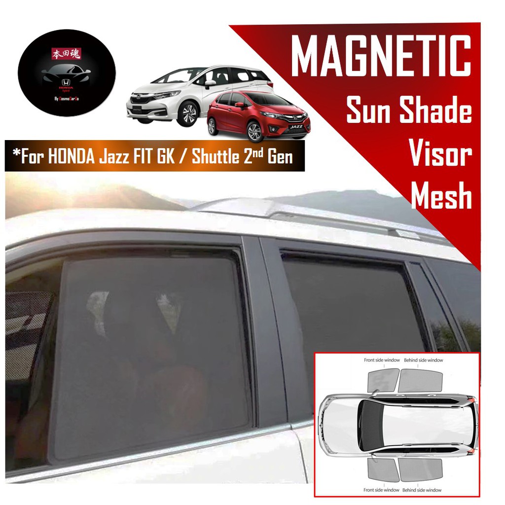 Honda Jazz/Fit GK GK3 GK5 Shuttle Car Magnetic Sun Shade UV Ray Protection Mesh Windows Sunshade Visor