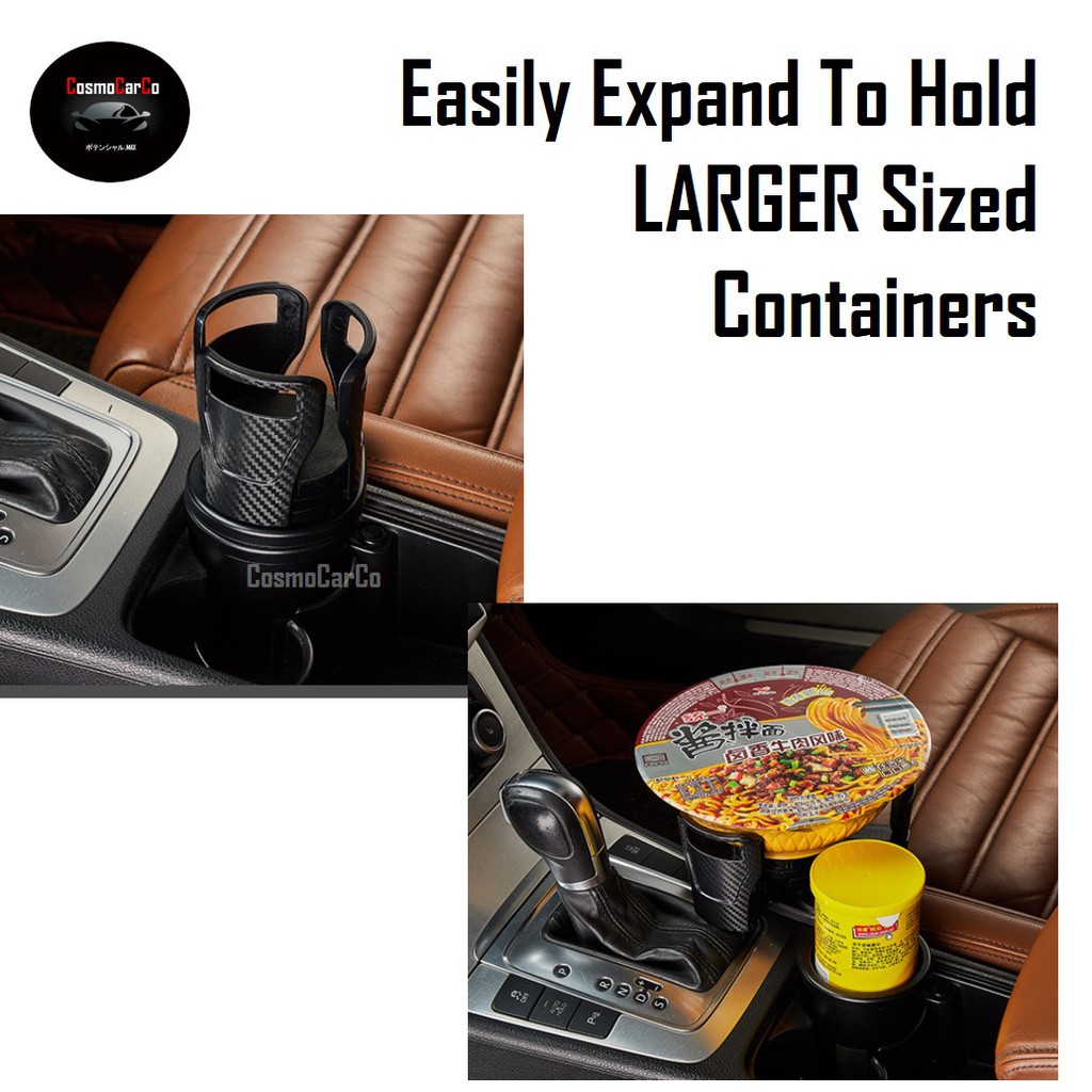 2-IN-1 Car Cup Holder Expander Adjustable Size 360° Rotating Water Bottle Drink Storage Organiser Phone Stand