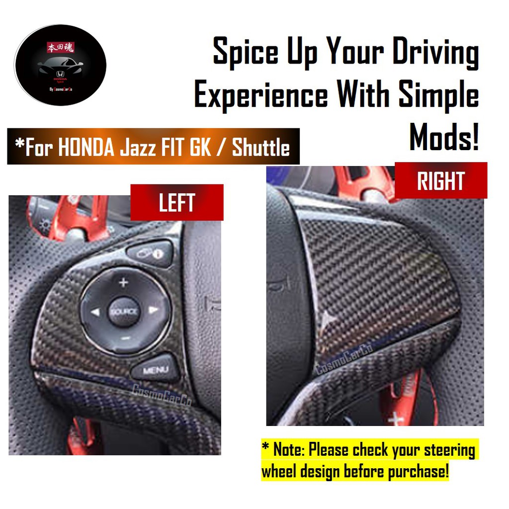 Honda Jazz/Fit, Shuttle & Vezel Steering Wheel Audio Cruise Control Panel Cover Carbon Fiber Trim Accessories For GK GK3 GK5 GP3 GP5 GK8 GK9 GP8 GP9 RU