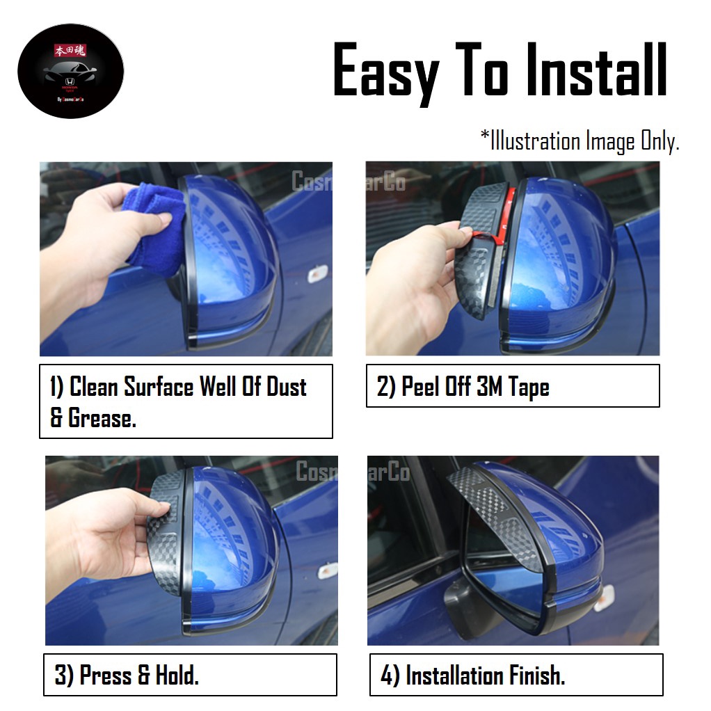 🔥SG SELLER🔥 Honda CIVIC FC 10th Gen 2016-20 Side Mirror Visor Rear View Carbon Fiber Design Anti Glare Rain Accessories