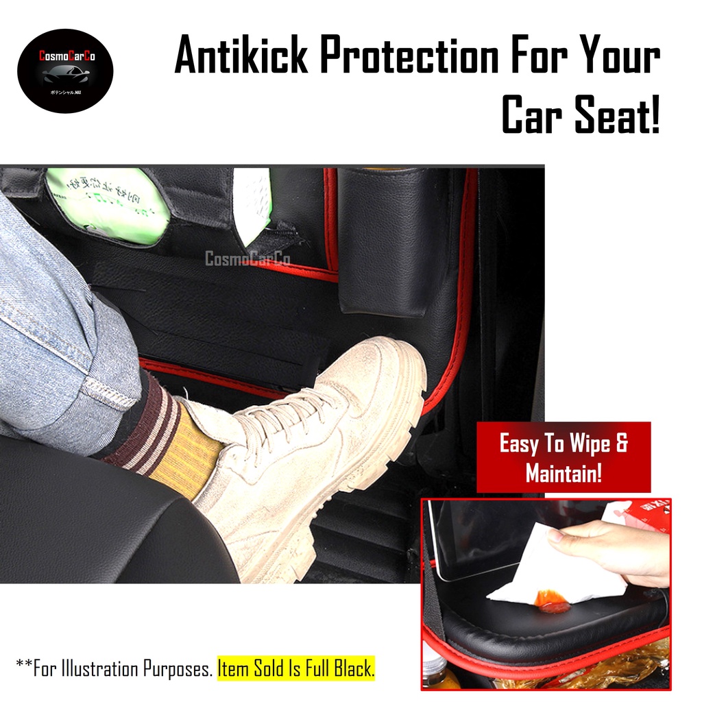 8-in-1 Car Back Seat Organiser with Dining Tray Backseat Hanging Storage Bag Bottle Tissue Box Holder