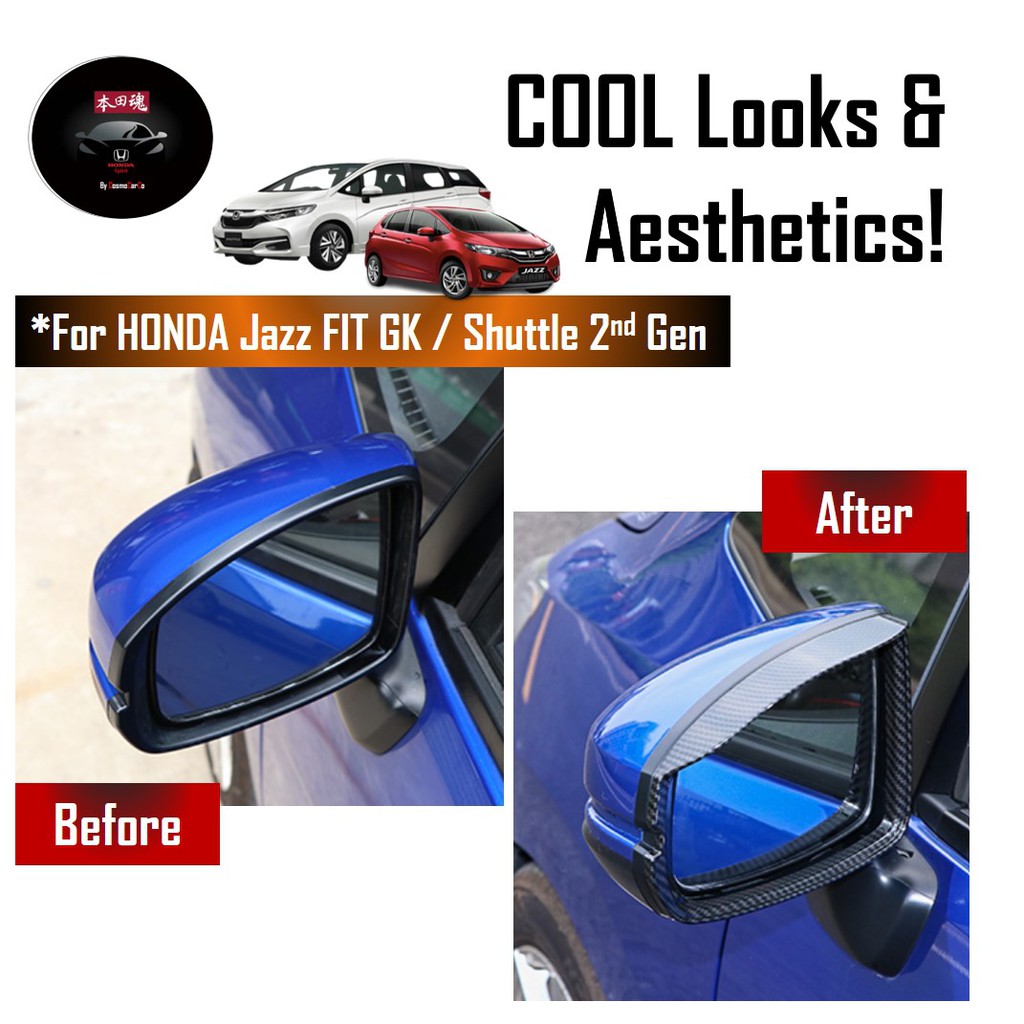 Honda Jazz/Fit & Shuttle Side Mirror Visor Rain Sun Shield Carbon Fiber Design Accessories For GK GK3 GK5 GP3 GP5 GK8 GK9 GP8 GP9