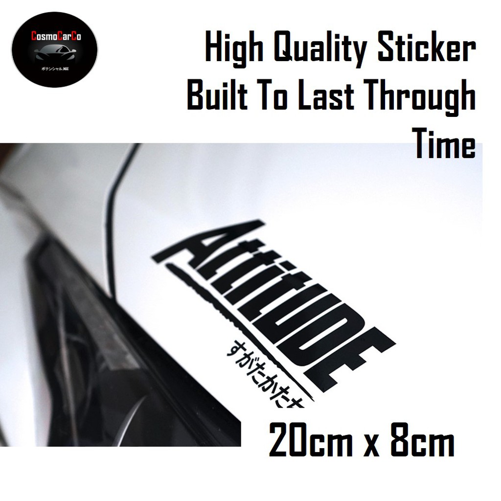 ATTITUDE Car Body Sticker Decal Motorcycle Motorbike SHINY/BLACK/WHITE Window Stickers JDM Decals