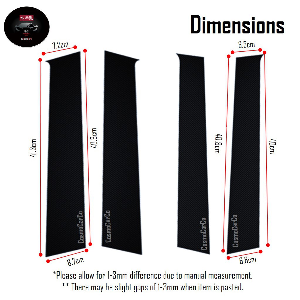 Honda VEZEL HR-V HRV 2014-2020 Car Door Pillar Sticker GLOSSY Black Window Pillars Decal Protector Accessories