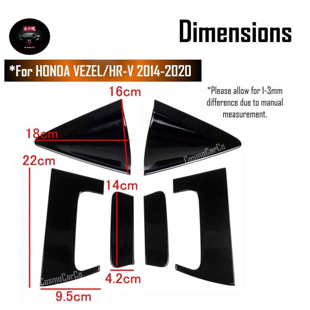 Honda VEZEL / HR-V HRV 2014-2020 Rear Door Handle Protector & Back Door Bowl Cover Glossy Black PVC Trim