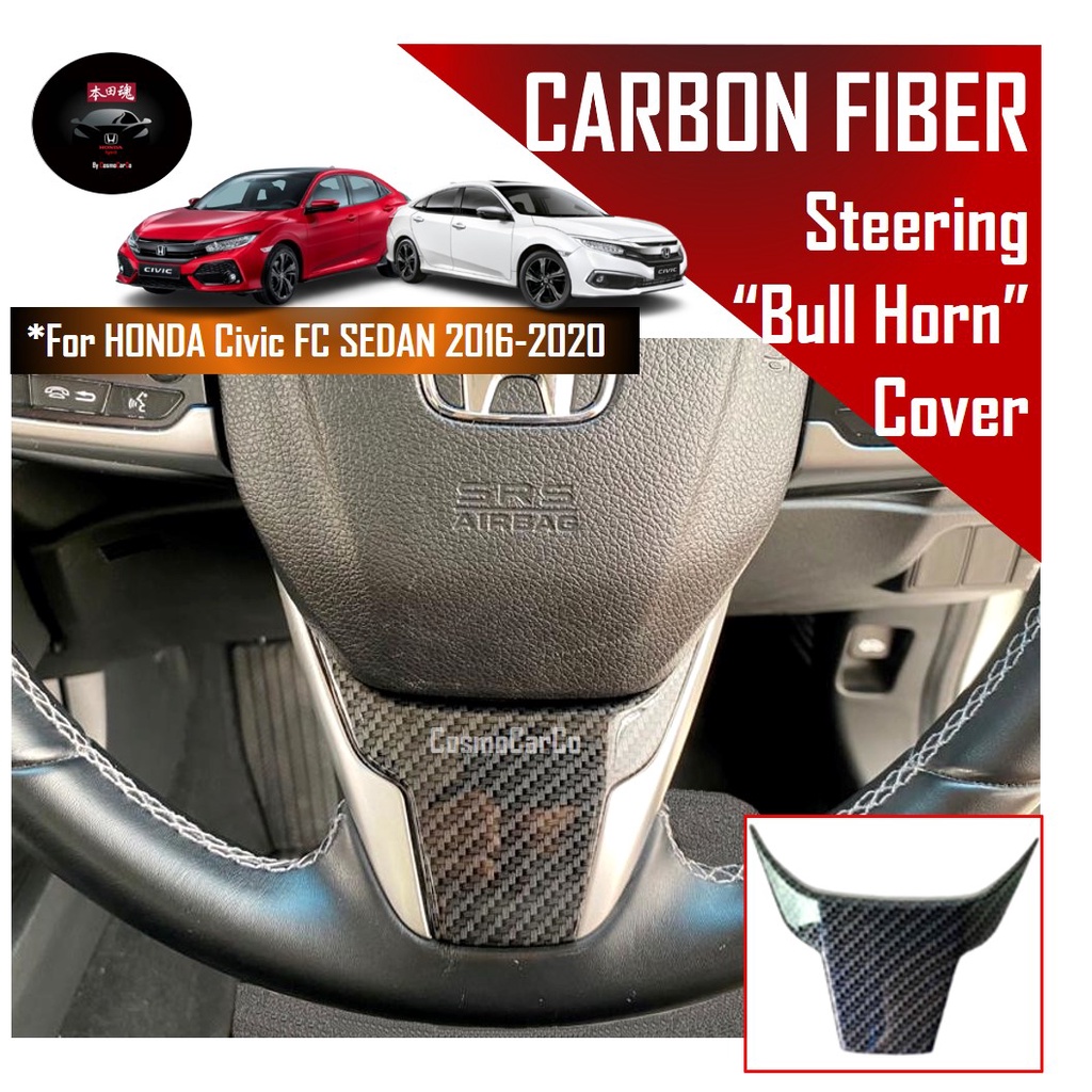 🔥SG SELLER🔥 Honda CIVIC FC 10th Gen 2016-2020 Steering Wheel Trim Protector Carbon Fiber Lower Panel Cover Accessories