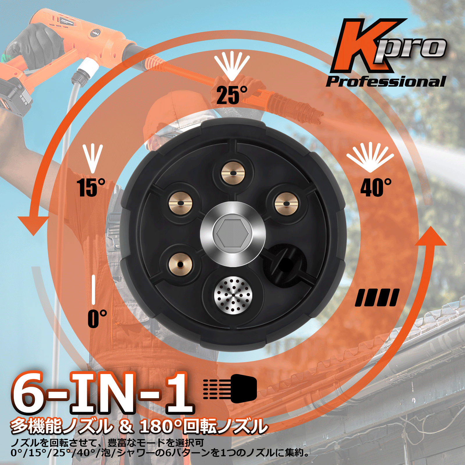 IPX7防水バッテリー2個付属】Kebtek 高圧洗浄機 コードレス 18V 品番