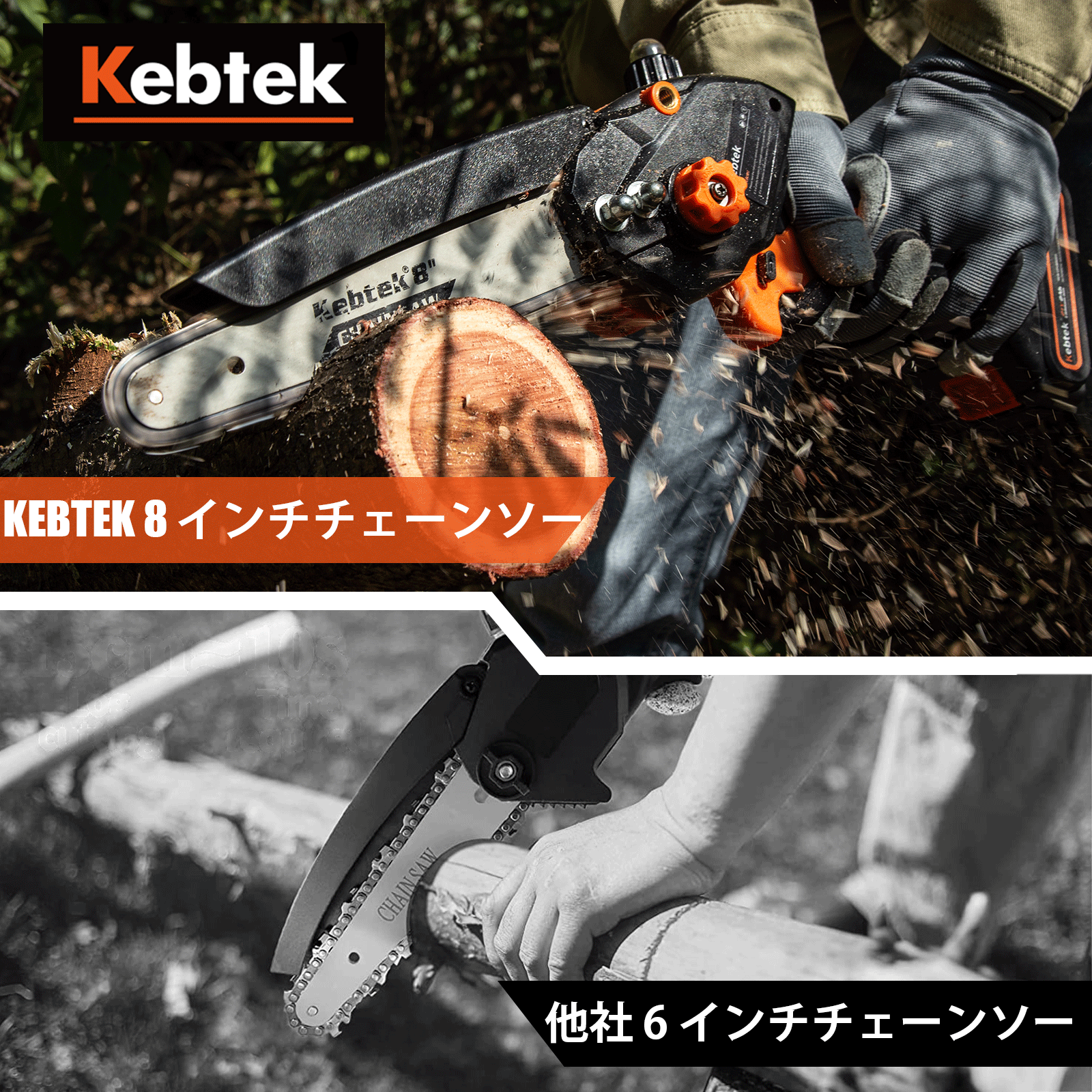 Kebtek 充電式 チェーンソー 8インチ 品番DLA-0016