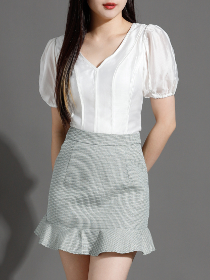 High Waist Side Pocket Ruffles Skirt 26452