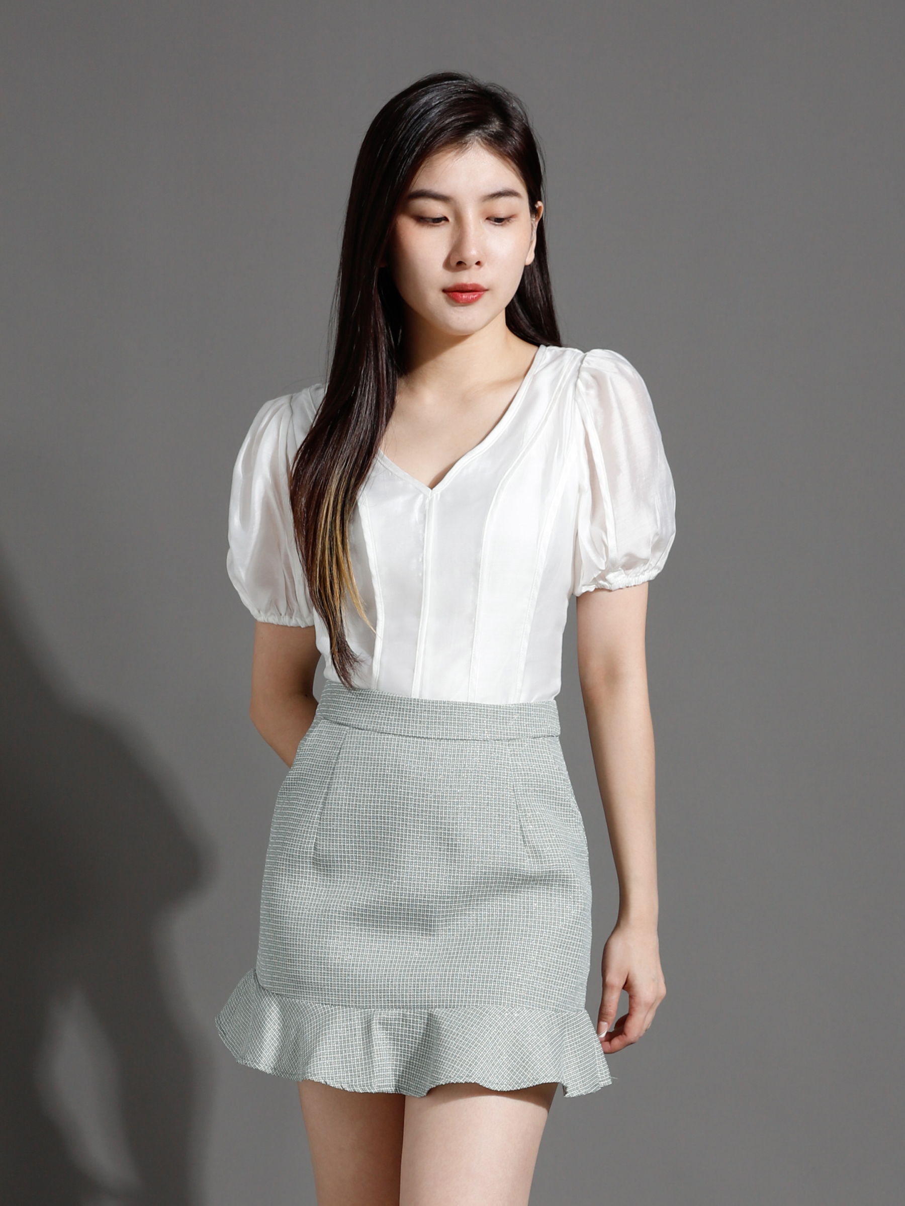 High Waist Side Pocket Ruffles Skirt 26452