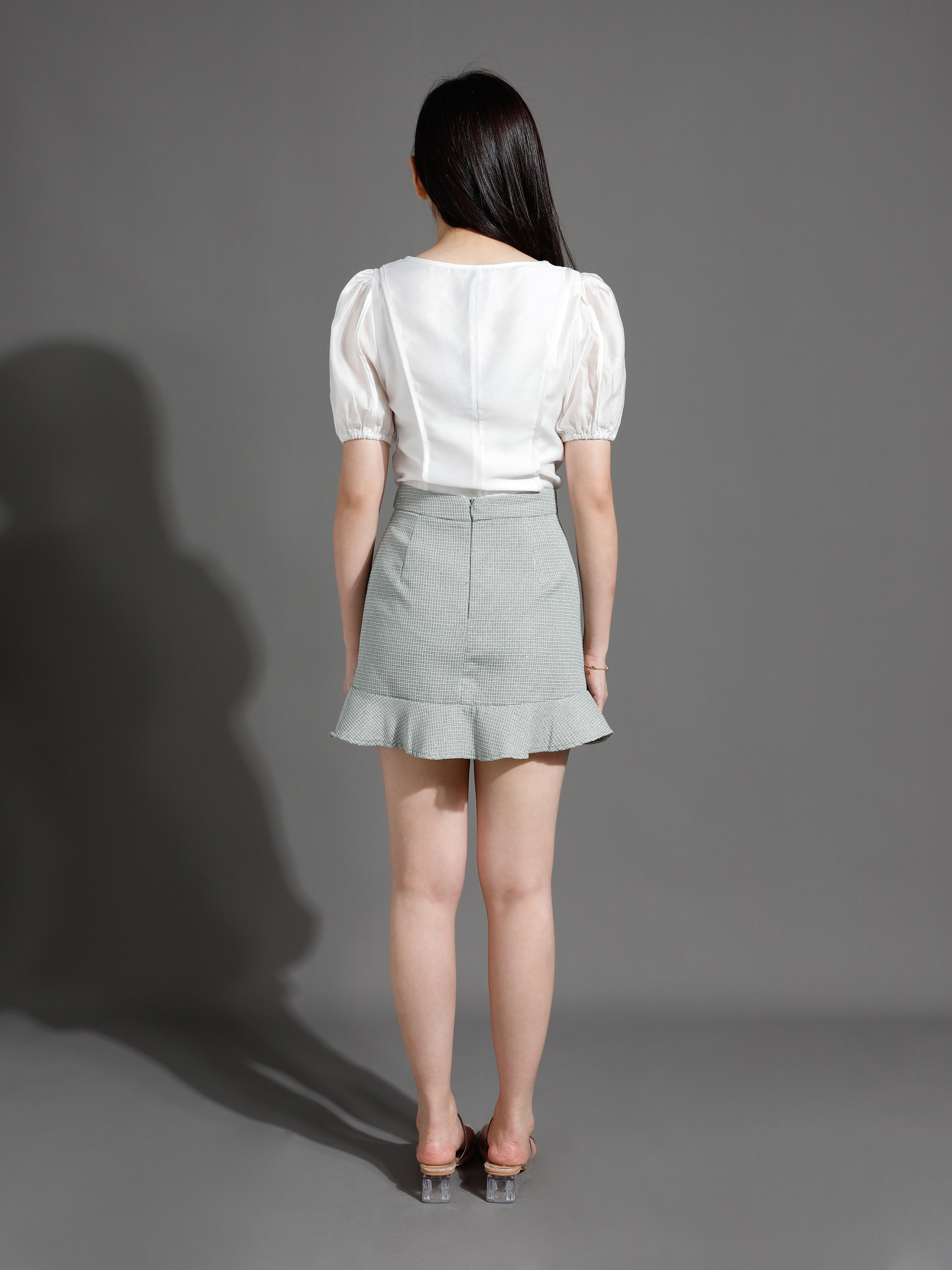 High Waist Side Pocket Ruffles Skirt 26452