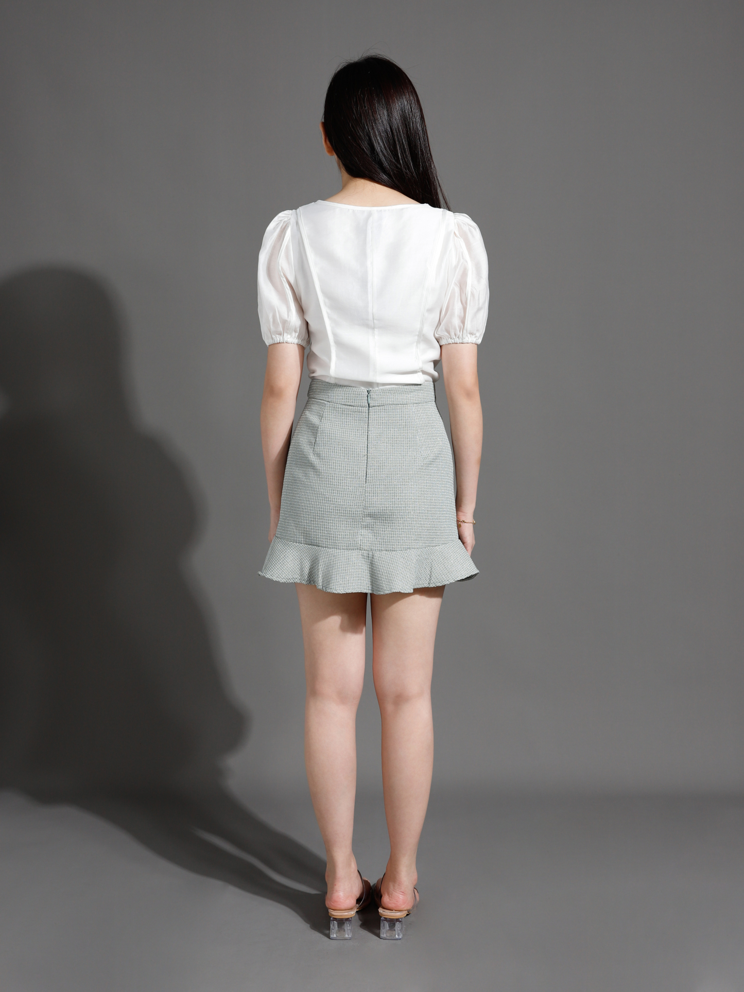 High Waist Side Pocket Ruffles Skirt 26452